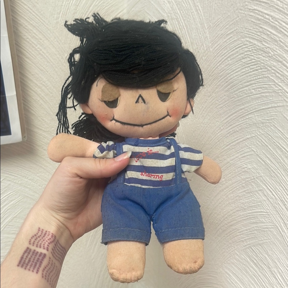 Striped Blue Overalls Plush Doll